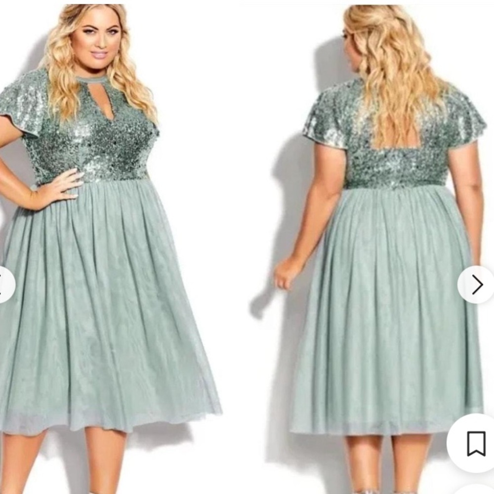 New! City Chic Sparkle Joy Sequin Party Deess - Topaz, size 14